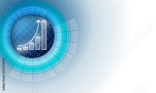 Vector abstract background with circular binary code and diagram