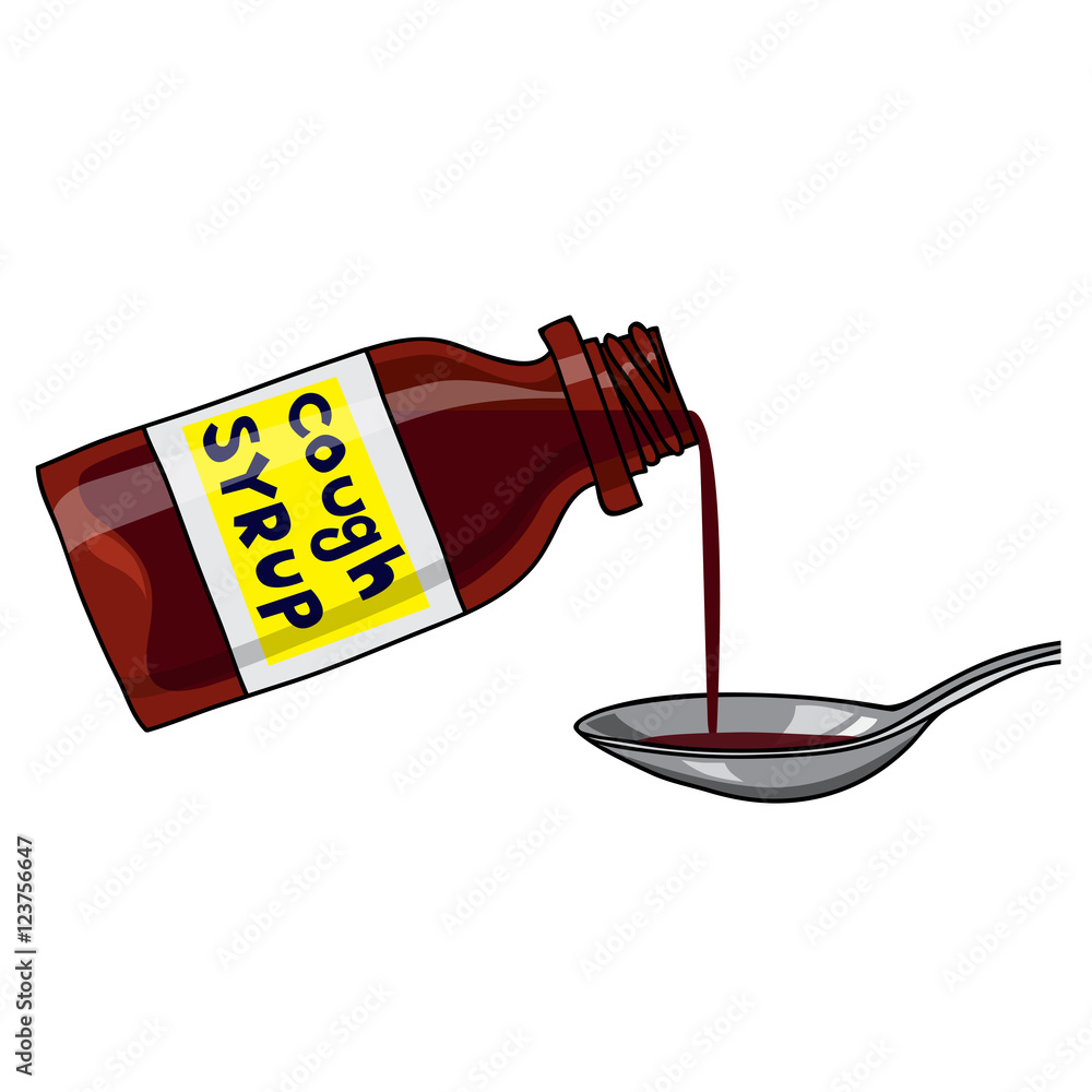 Vector medicated syrup, cough syrup / brown color bottle with liquid