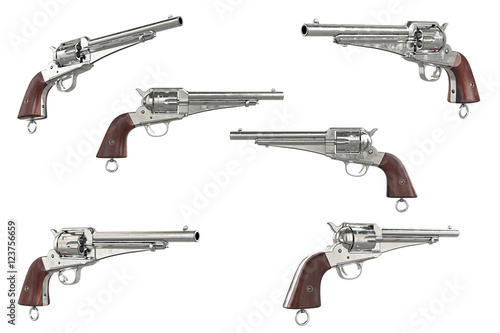 Gun cowboy classical west weapon collection. 3D graphic