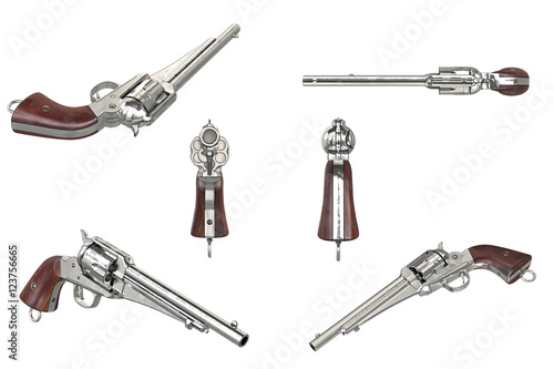 Gun cowboy classical western pistol set. 3D graphic