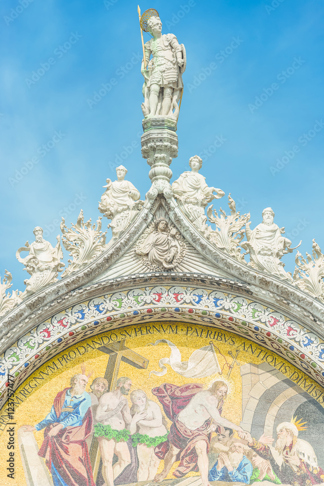 Decoration Elements at roof of Basilica San Marco in Venice, Ita