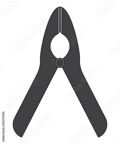 Flat vector image of clamp isolated on white, single object.