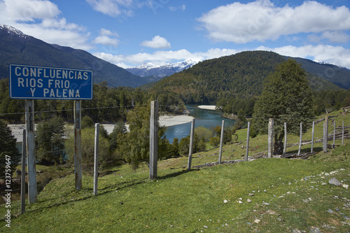 Confluence of the rivers Frio and Palena along the Carretera Austral in Chilean Patagonia. photo