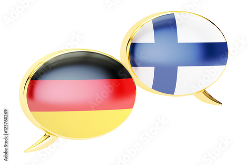 Free Download Speech bubbles, German-Finnish conversation concept. 3D renderin - GFXLoad