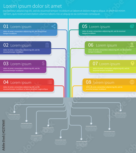 Tree process mindmap vector infographics