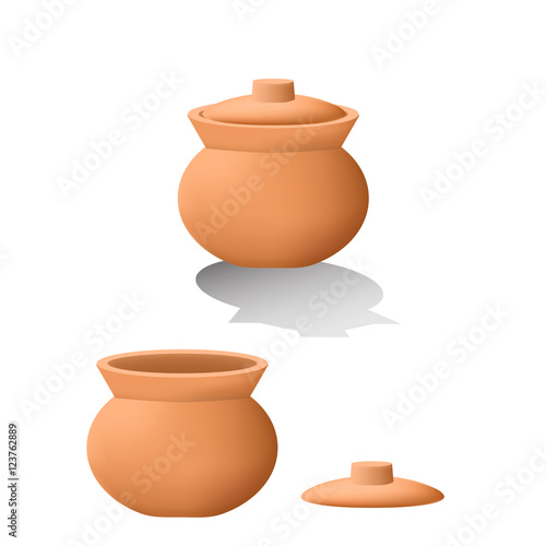 Traditional asian clay pot in 3D. mesh vector