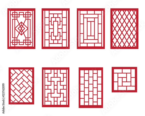 Set of Chinese pattern window with frame