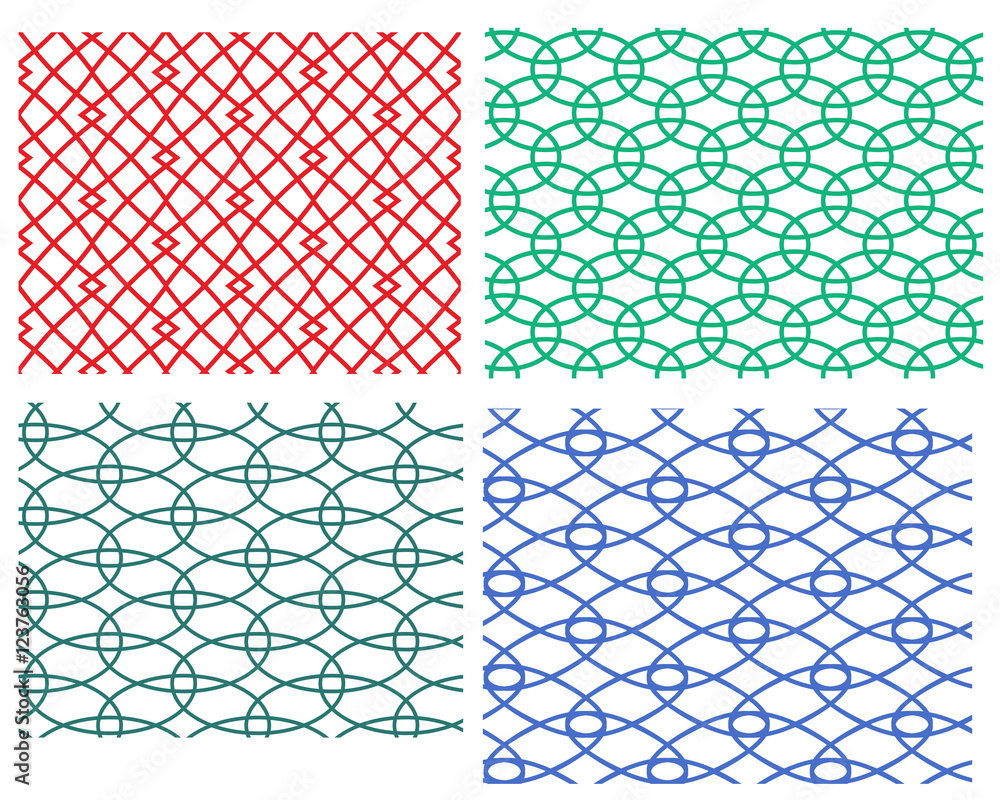 Set of geometric weave circle seamless pattern