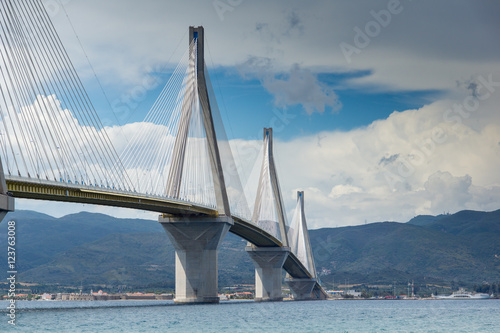 Seascape with The cable bridge between Rio and Antirrio, Patra, Western Greece