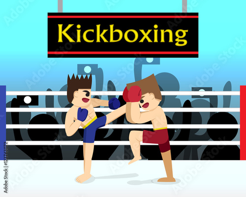 Two boxer are fighting in boxing stadium