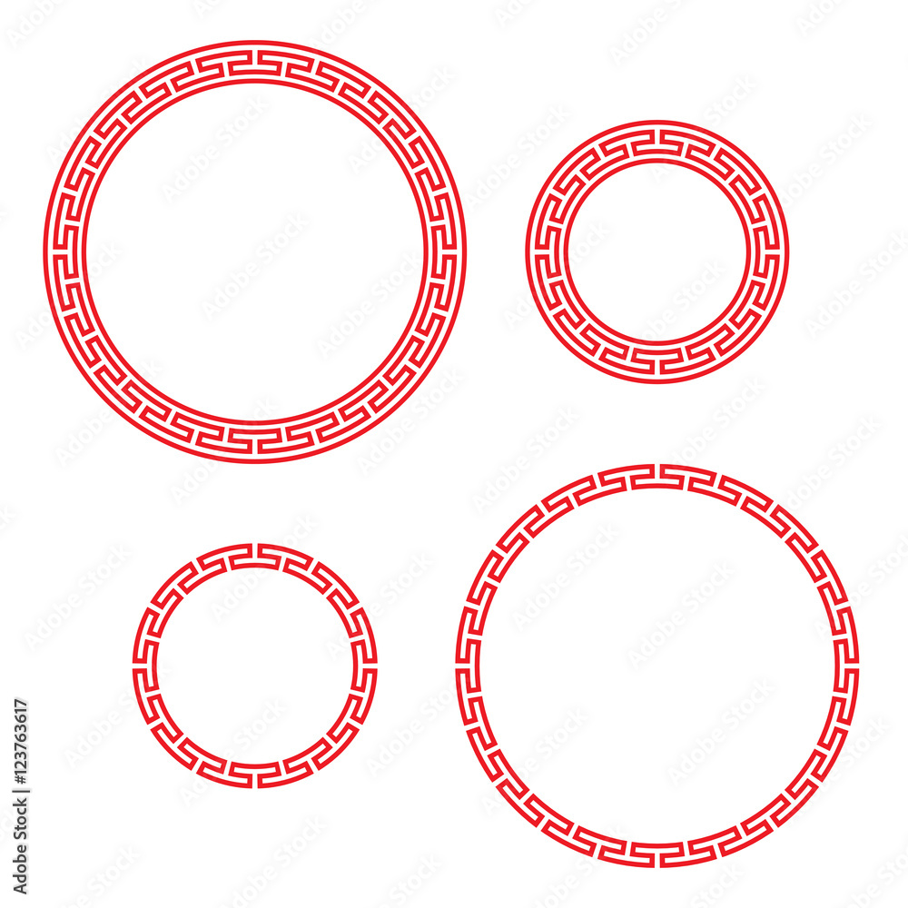 Classic Chinese red round window and photo frame