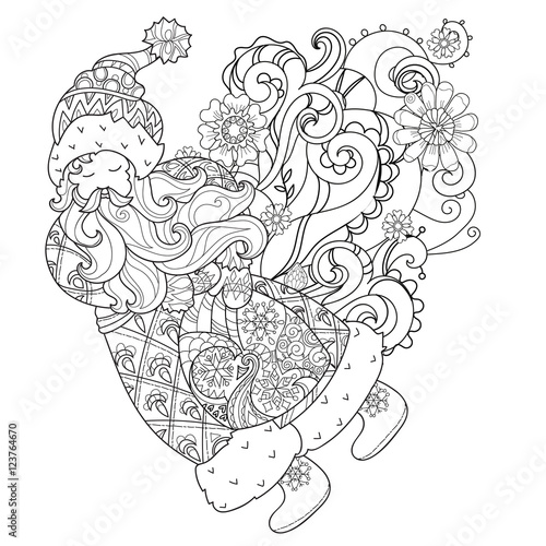 Vector cute christmas fairy tale town doodle.