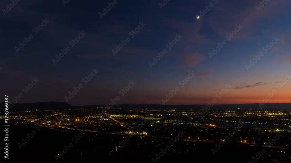 Burbank Airport and North Hollywood, California Day To Night Timelapse Burbank Airport and North Hollywood, California Day To Night Timelapse
