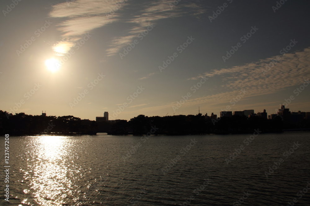 大濠公園からの夕日