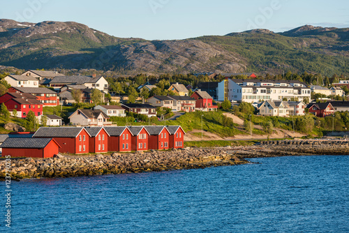 Red houses on the bay of Alta, Norway photo