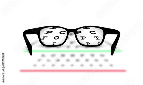 Optometry medical background glasses with blurred background