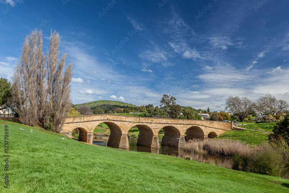 The iconic Richmond Bridge on bright sunny day. Richmond, Tasmania, Australia