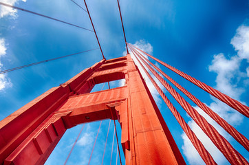 Canvas schilderij Golden Gate Bridge Golden Gate Bridge van onderaf  © positiveimagellc