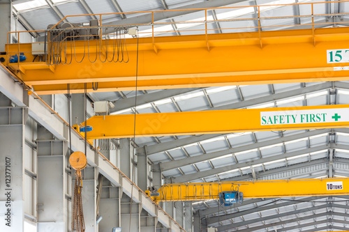Hook on the crane under the roof