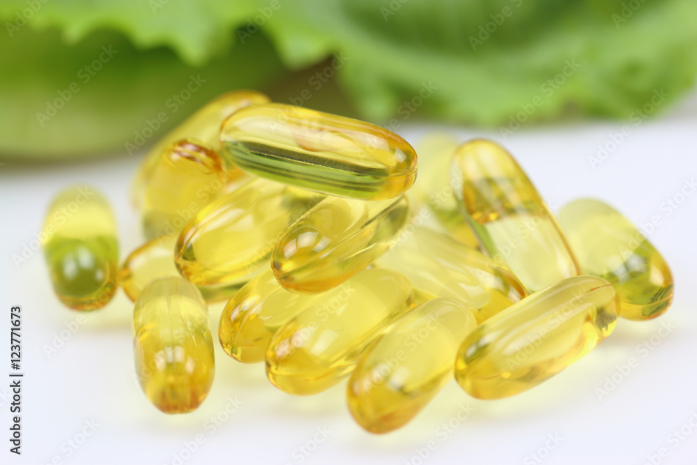 fish oil on white background. fish oil on white background.