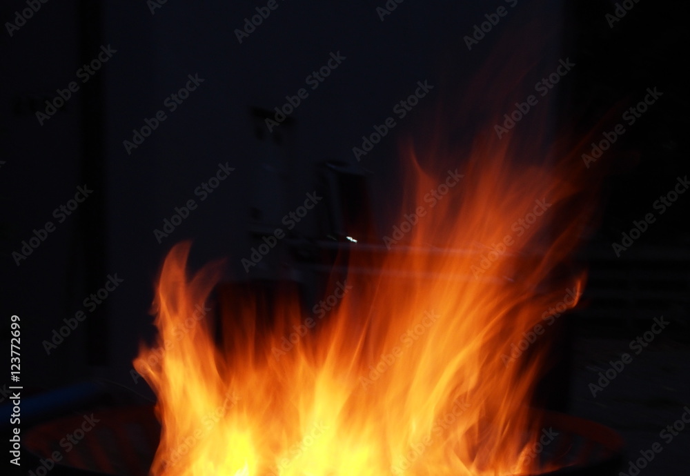 Night outdoor photography of the burning wood and flame Night outdoor photography of the burning wood and flame