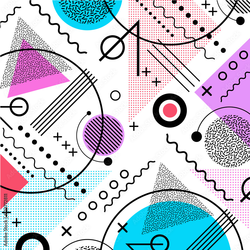 Obraz premium 1980s inspired memphis pattern background