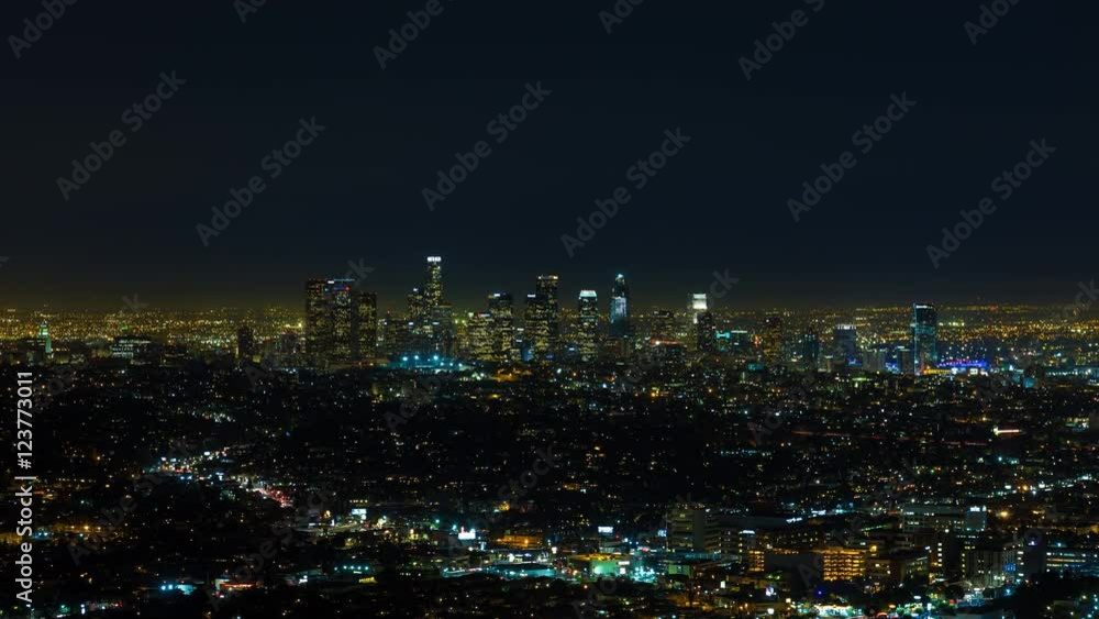 Downtown Los Angeles Skyline Timelapse Night