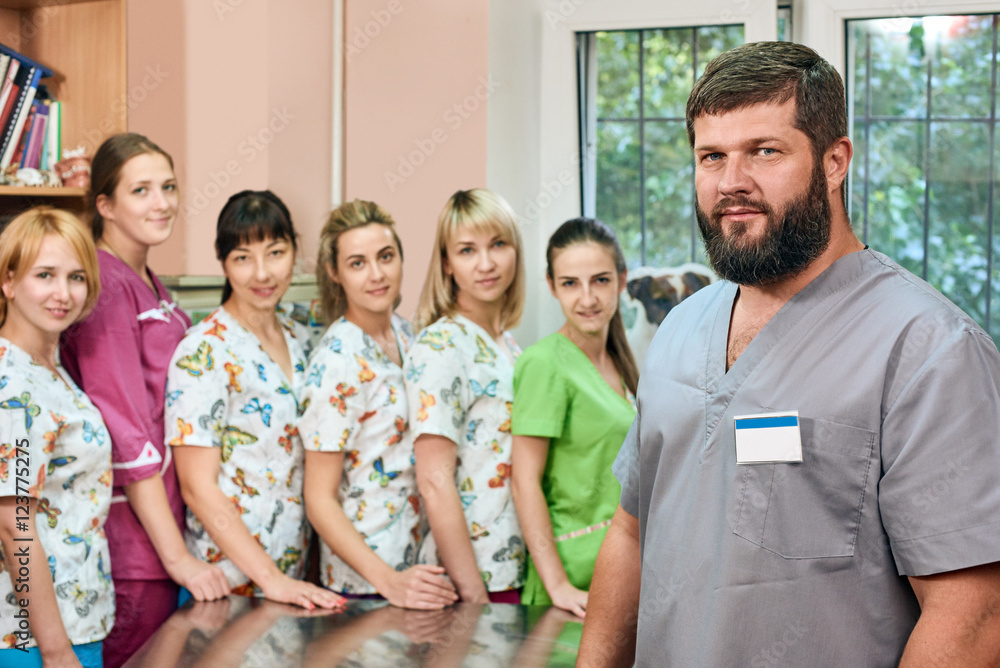 Group of doctors at the vet