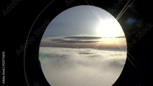 The view from the window of the helicopter. The entrance to the cloud
