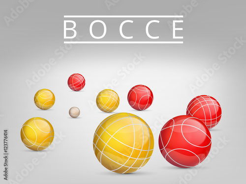 A set of balls to play bocce and petanque. Vector illustration.
