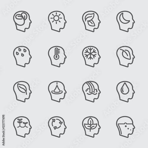 Head thinking of nature concept line icon