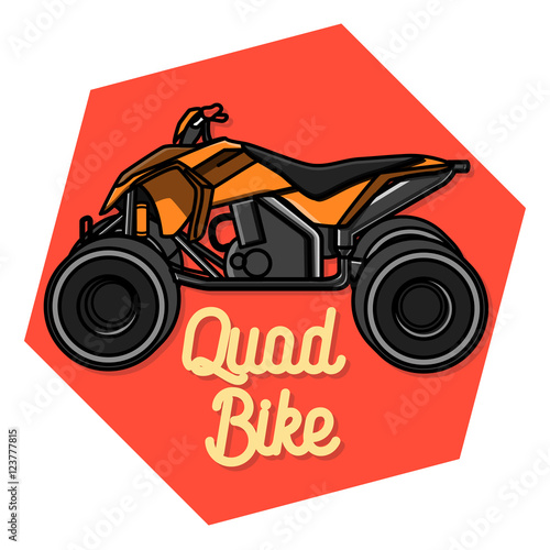Color vintage quad bike emblem