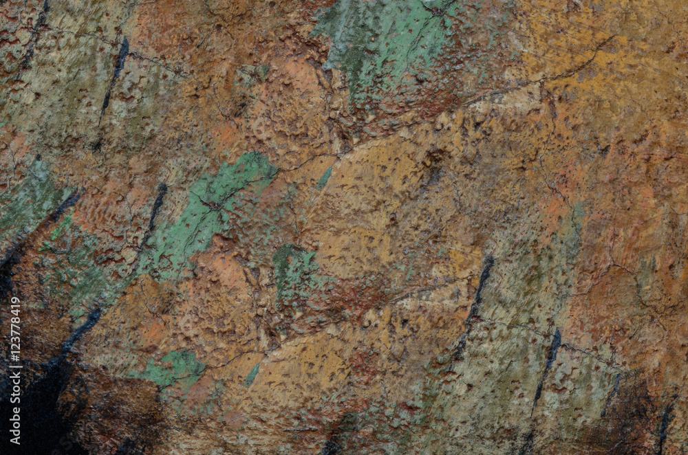 old spotty stained concrete wall texture background. brown, beige, blue color. covered with moss old spotty stained concrete wall texture background. brown, beige, blue color. covered with moss