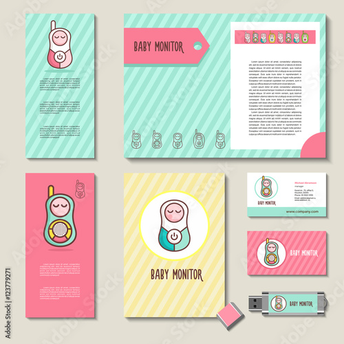 Baby monitor logo. Corporate style. Vector illustration. Radio symbol.