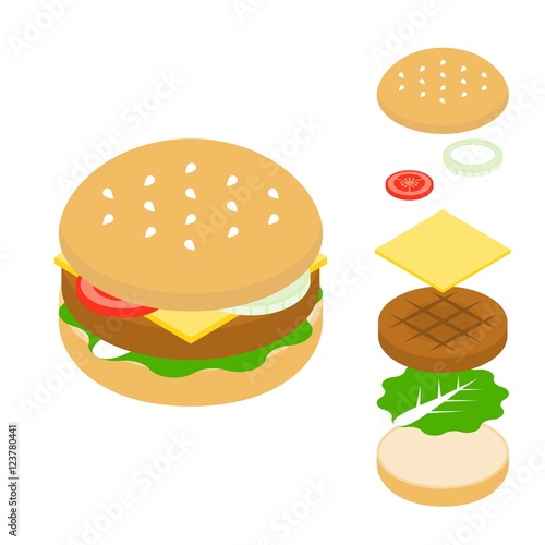 Vector cheeseburger icon, flat design