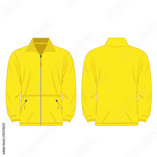 yellow color fleece outdoor jacket isolated vector on the white background