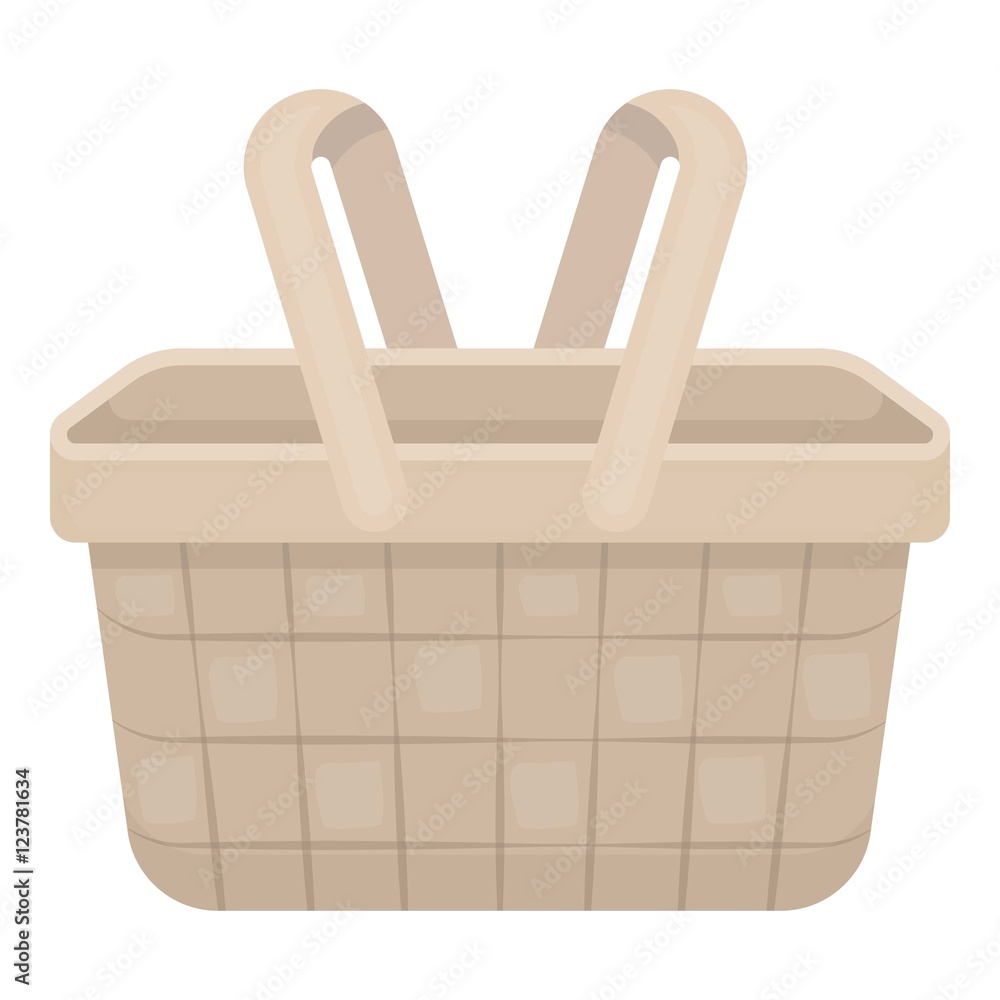 Picnic basket icon in cartoon style isolated on white background. Park ...