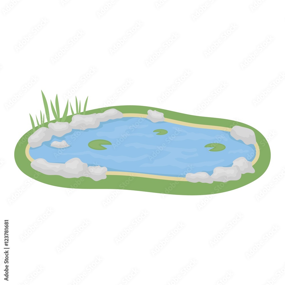 Pond Icon In Cartoon Style Isolated On White Background Park Symbol