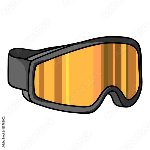 Ski goggles icon in cartoon style isolated on white background. Ski resort symbol stock vector illustration.