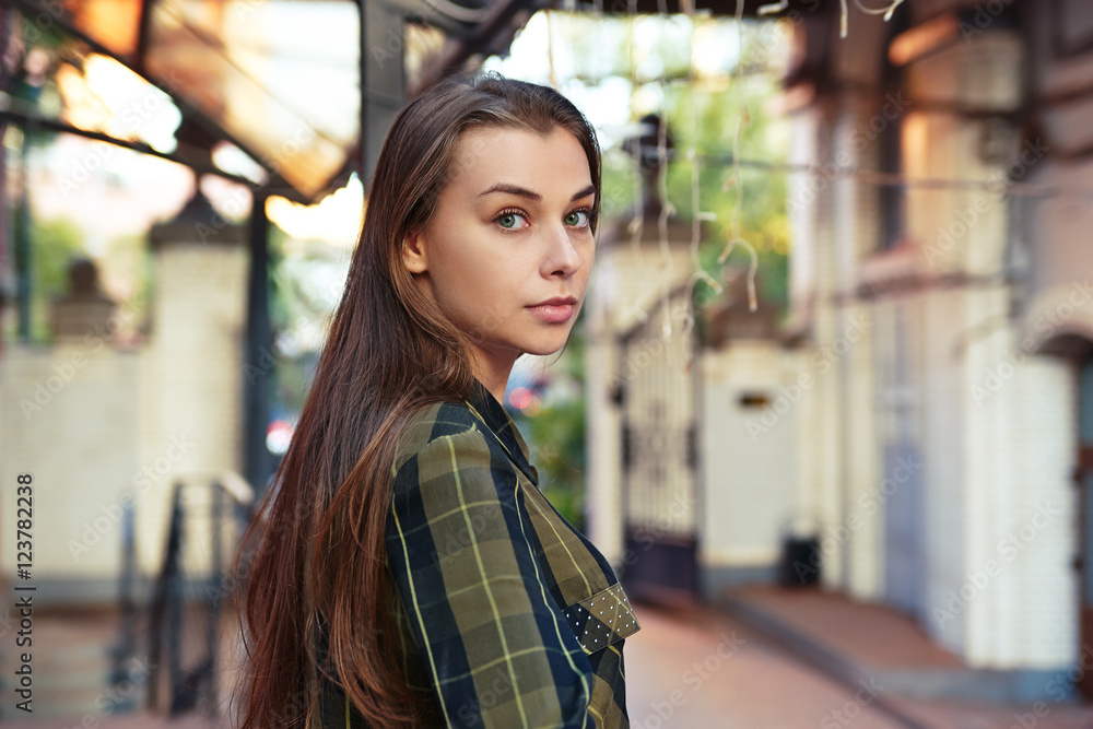 Fototapeta premium Sad woman standing alone