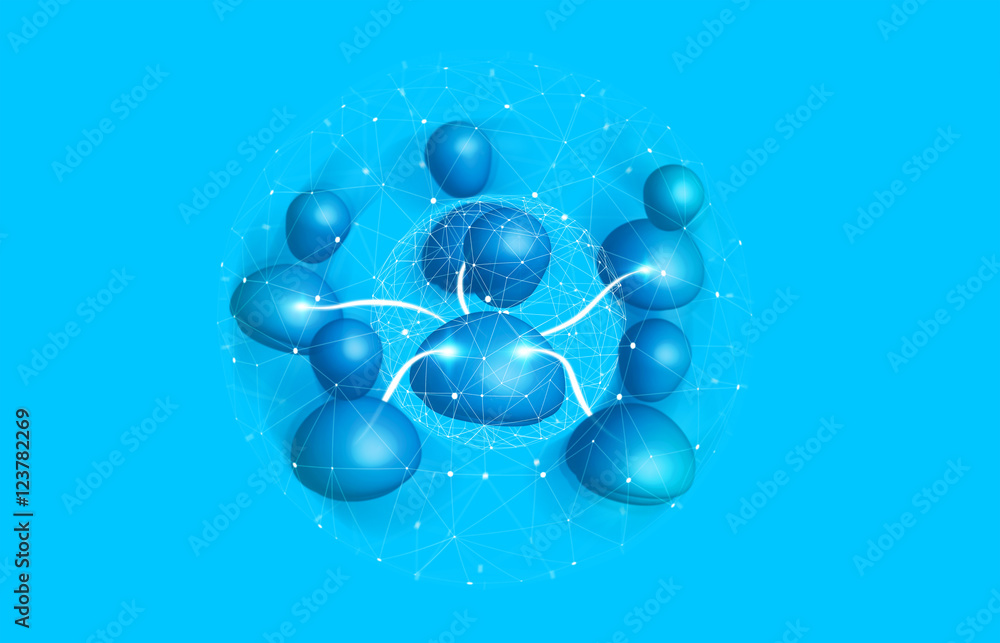 Fototapeta premium Digital blue social network on 3D rendering