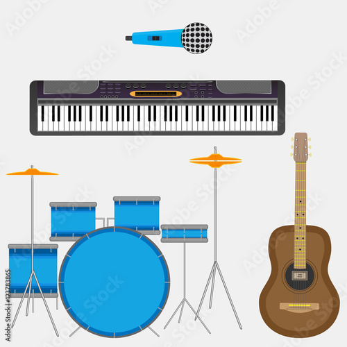 Musical instruments guitar and synthesizer