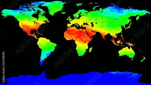 World map thermo waves seamless loop 4k UHD