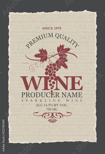 vector labels for wine with grapes in retro