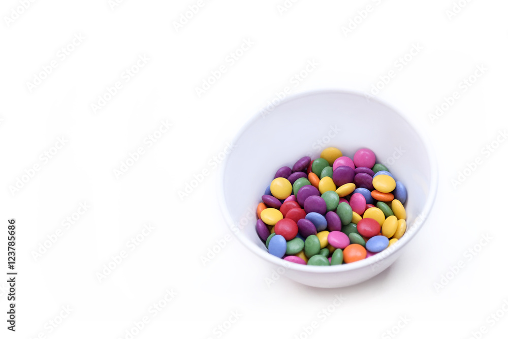White background with colorful bright candy