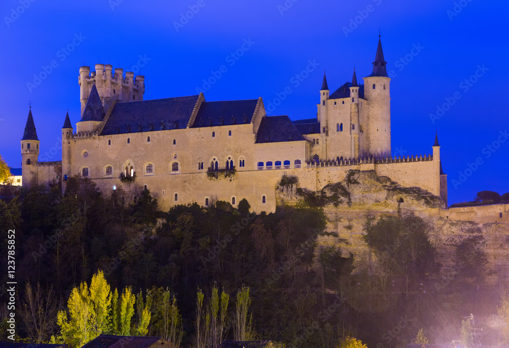Castle of Segovia  in  evening