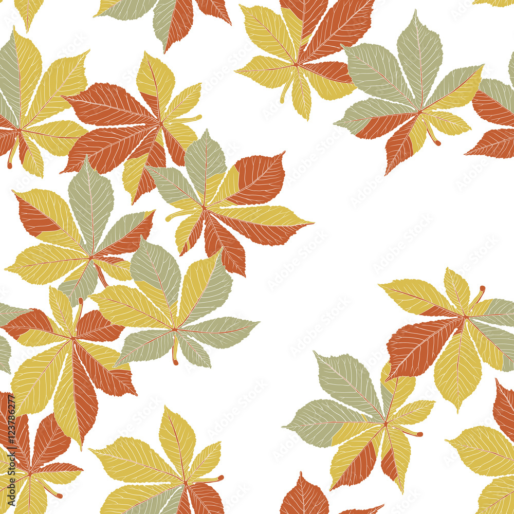 Obraz premium Autumn orange leaves seamless pattern