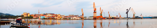 Morning panorama of Industrial seaport of   Santander photo