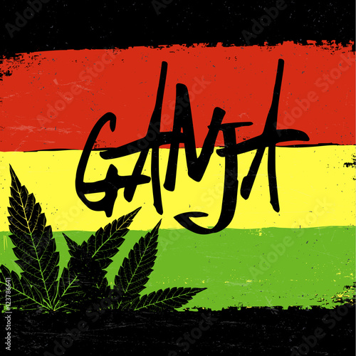 Marijuana silhouette. Ganja typography. Vector marijuana leaf an