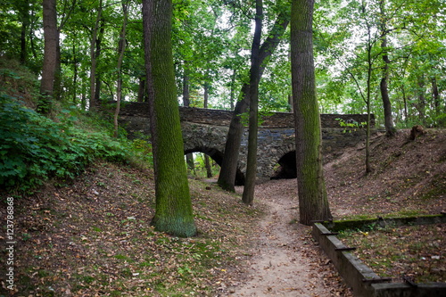 Old bridge in Tyn nad Vltavou  South Bohemian region  Czech Republic.